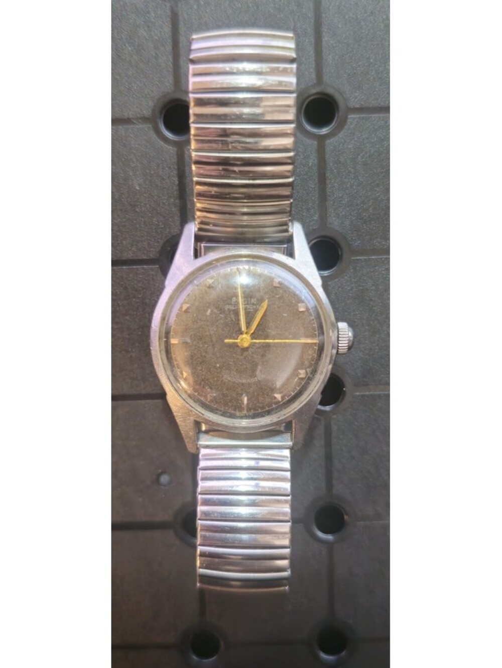 Vintage 1950s Elgin Shockmaster DuraPower Automatic Mens watch, Military, Read!